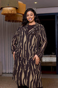 Ensemble 3 Pièces Veste Longue Imprimé Zèbre et Pantalon Fluide – Élégance Audacieuse